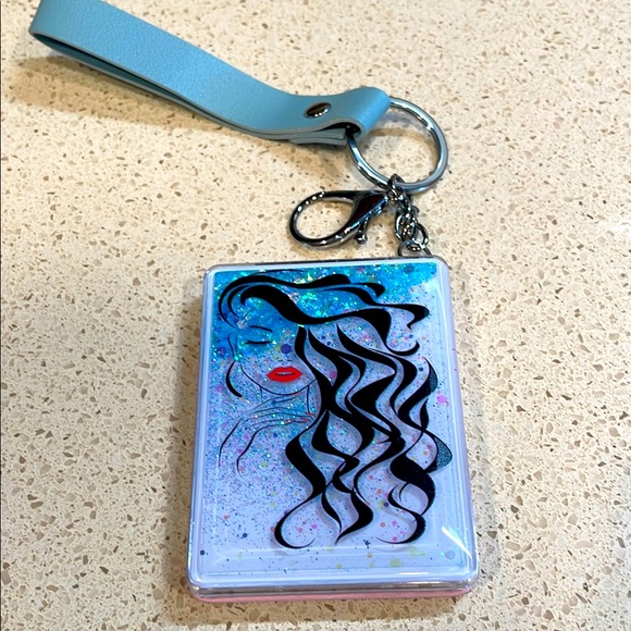 Handbags - NWT Mermaid Glitter Wristlet Keychain/Bag Charm with Double Mirror